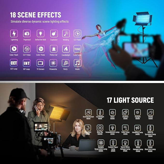 NEEWER 105W RGB LED Panel Video Light Kit - Image 6