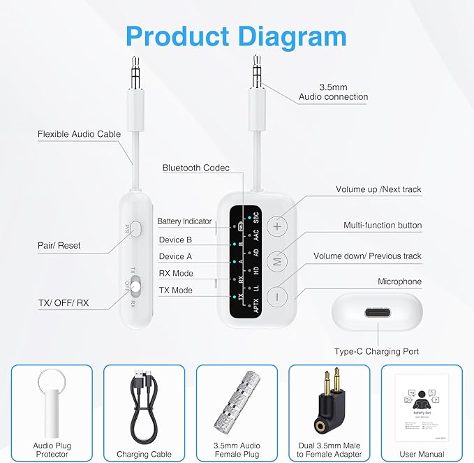 1Mii SafeFly Dot Bluetooth 5.3 Transmitter Receiver - Image 6