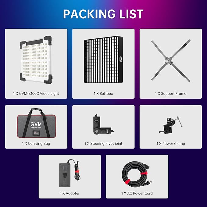 GVM 100W RGB Flexible Led Video Light, 2000K~10000K, Flexible Folding LED Panel - Image 8