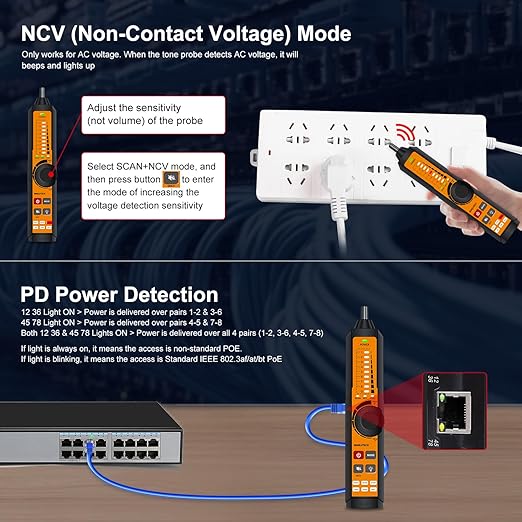 Rechargeable Digital Tone Cable Tester, WANLUTECH Tone Generator - Image 4