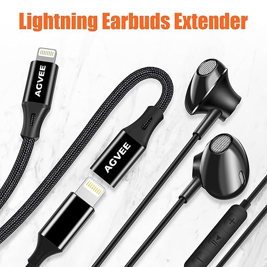 AGVEE 1ft Lightning Extension Cable, Braided Female to Male Extender Full - Image 4