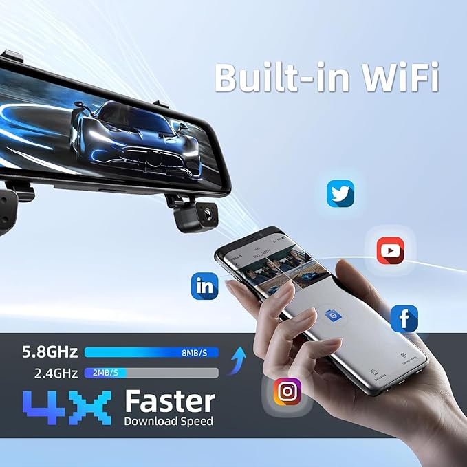 2025 Rear View Mirror Camera, 4 Channel Mirror Dash cam Front and Rear 24/7 - Image 5