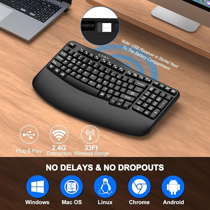 EDJO Ergonomic Wireless Keyboard - Image 4