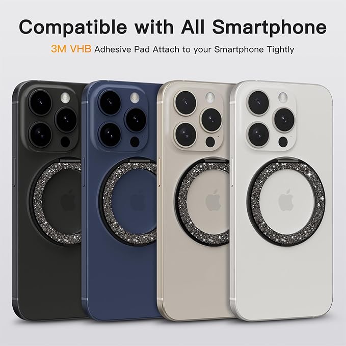 COOLQO 1Pc 360 Spin Cell Grip Ring Phone Stand Magnetic Holders - Image 2