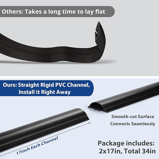 Cord Cover Floor 34in, Large Capacity Floor Cable Cover, Hard PVC Cord Hider - Image 3