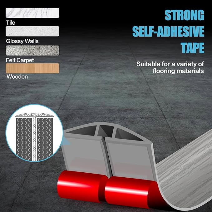 Floor Cord Cover Cavity 0.8"x0.37" Self Adhesive Cord Hider, 3.3FT Low Profile - Image 4