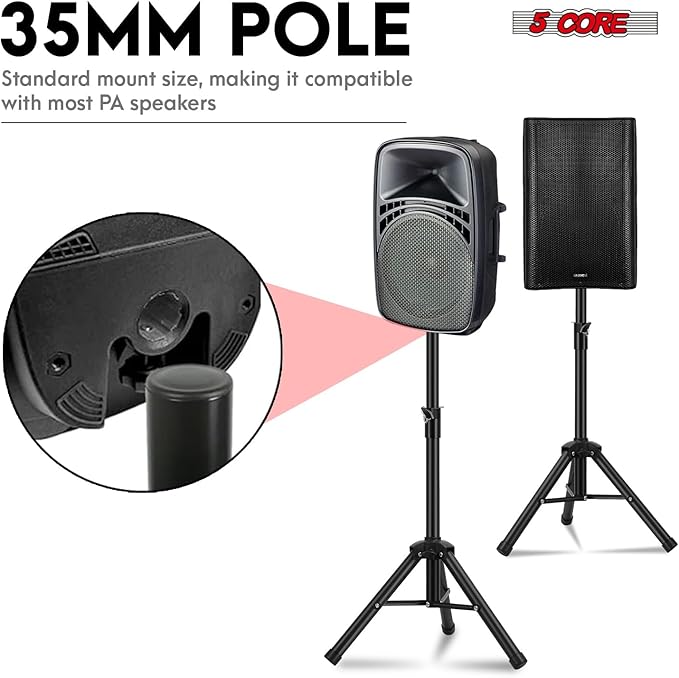5Core Speaker Stand Tripod Floor Adjustable 24-36 Inch Short DJ Studio Monitor - Image 6