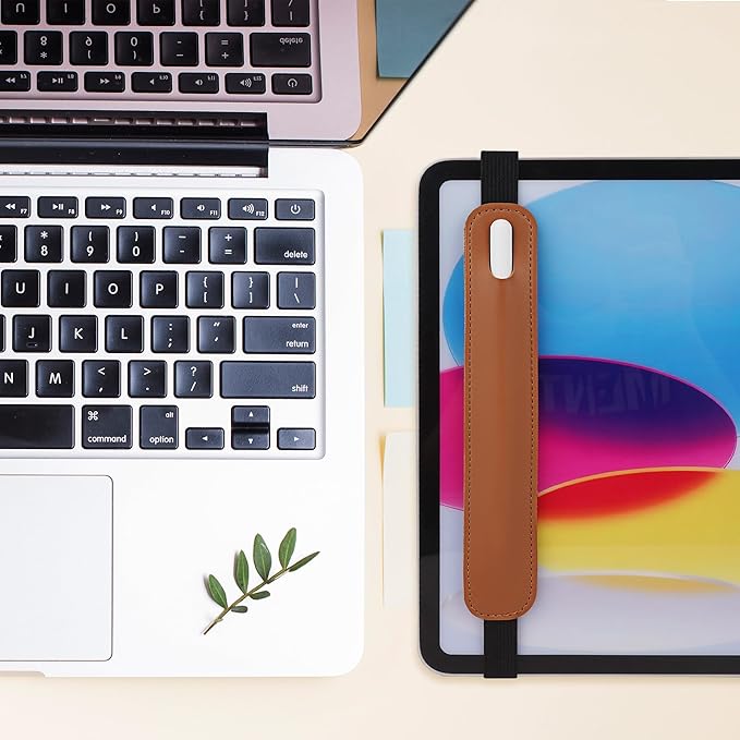 Vegan Leather Elastic Band Stylus Holder, Capacitive Pen Case - Image 6