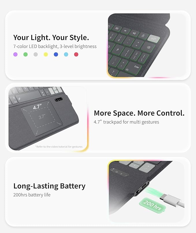 EIP Keyboard Case for iPad Pro 13 inch M4, 13” Magnetic Detachable Keyboard - Image 6
