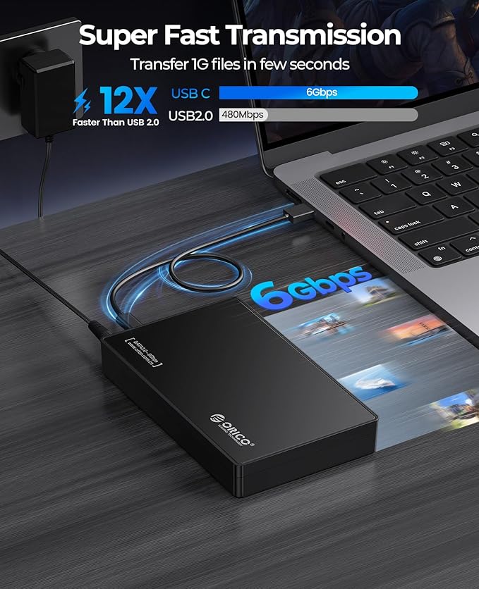 ORICO 3.5" External Hard Drive Enclosure SATA III to USB3.1 Type C - Image 2