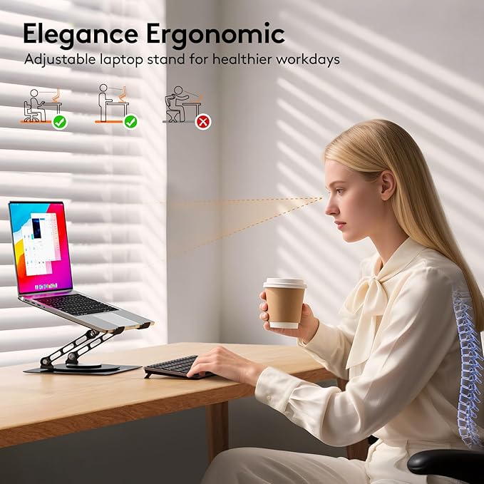 TECKNET Laptop Stand for Desk, 360 Rotating Base, Ergonomic Foldable Computer - Image 5