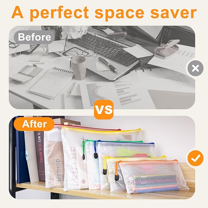 100Pack Mesh Zipper Pouch Bags, Waterproof A4 Letter Size Document Zipper - Image 3