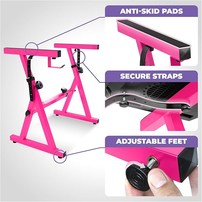 Liquid Stands Pink Portable Heavy Duty Digital Keyboard Stand and Bench Set - Image 4