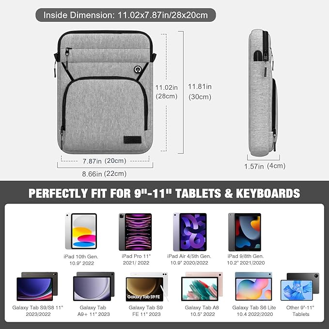 MoKo 9-11 Inch Tablet Sleeve Bag, Fits 11 inch iPad Air M3, iPad A16 2025 - Image 2