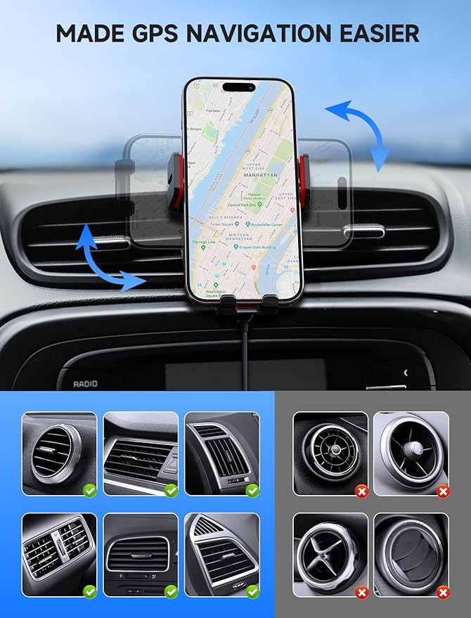 MOKPR Wireless Car Charger, 15W Auto Clamping Car Charger Dash Windshield Air - Image 3