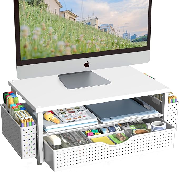 Desk Organizer and Accessories, Computer Monitor Stand Riser by Spacrea