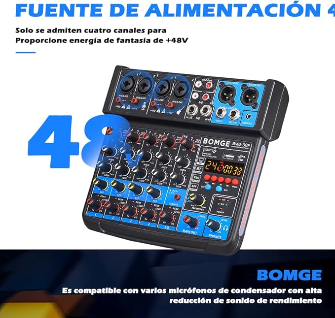 BOMGE 6 Channel mini DJ Audio sound mixer console - Image 5