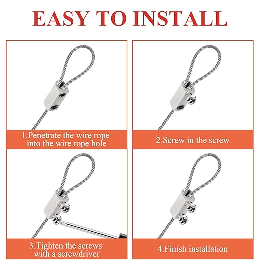 Biaungdo 24 Pcs Stainless Steel Wire Rope Cable Clamp, Adjustable New Upgrade - Image 4