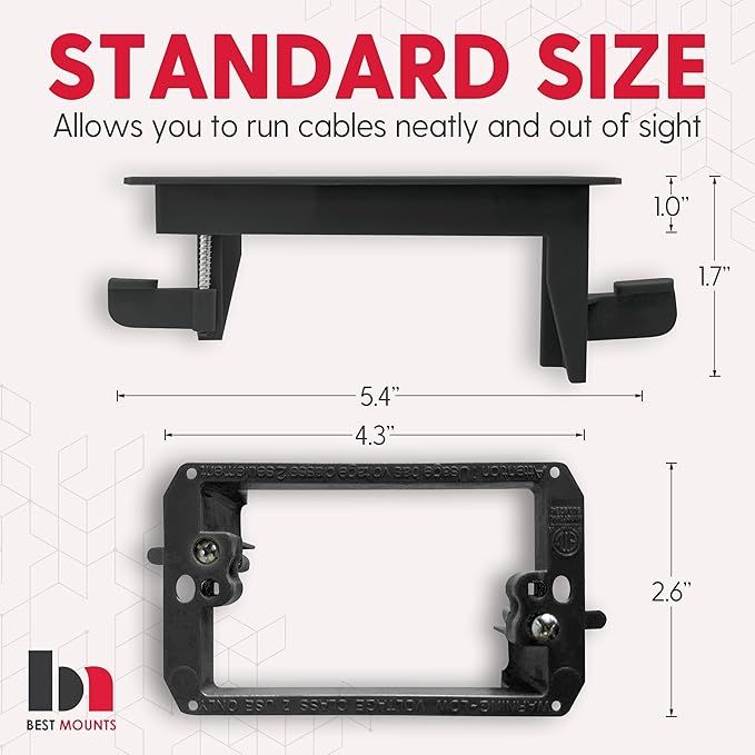 BestMounts - 1 Pack In Wall Cable Management Kit - Recessed Wall Plate Cable - Image 2