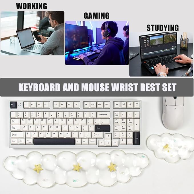 Gel Keyboard and Mouse Wrist Rest Set – Clear Cloud Wrist Rest - Image 5
