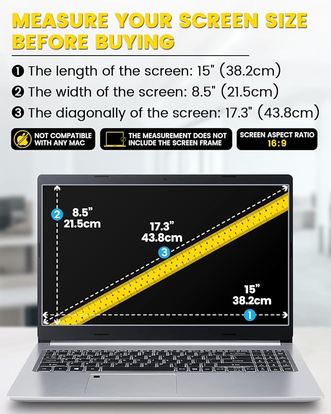 F FORITO 17.3 Inch 16:9 360° Laptop Privacy Screen Protector, Anti Peeping and - Image 7