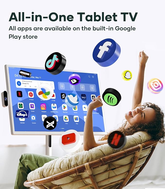 Cozyla Mate 32 Inch Mobile Portable TV Stand on Wheels Support Google Store - Image 3