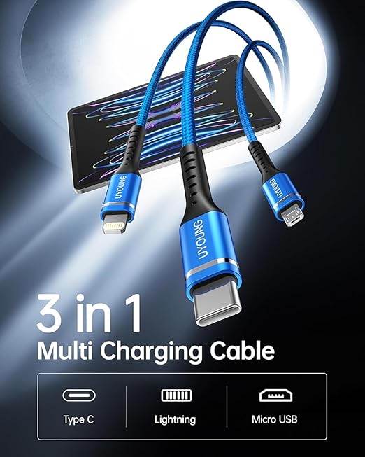 Short Multi Charging Cable 1FT 2Pack 3 in 1 Charger Cord Braided Universal - Image 2