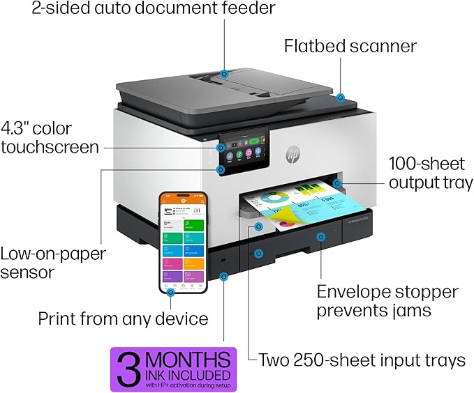 HP OfficeJet Pro 9135e All-in-One Printer, Printer-for-Small Medium Business - Image 4