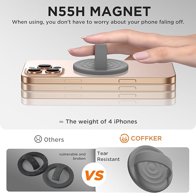 Magnetic Phone Ring Grip Holder, Silicone Finger Loop Grip, Compatible - Image 5