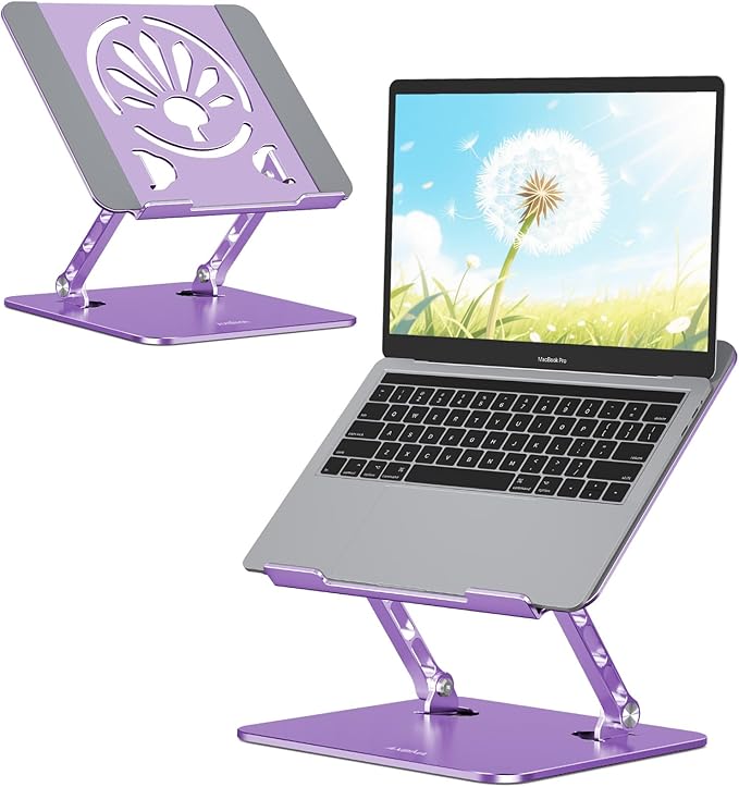 Aluminum Laptop Stand for Desk – Adjustable Ergonomic Laptop Riser, Foldable & by Axbima