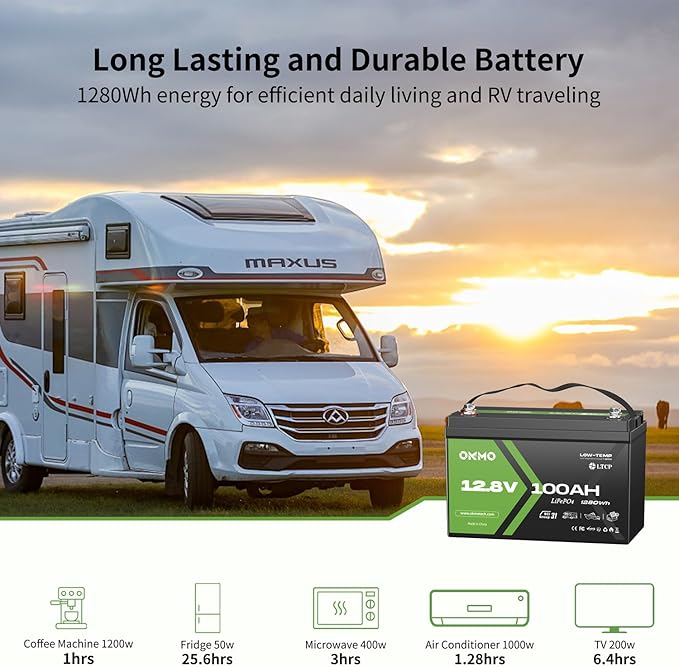 12V 100Ah LiFePO4 Lithium Battery, Group 31, Built-in 100A BMS, Low-Temp - Image 4