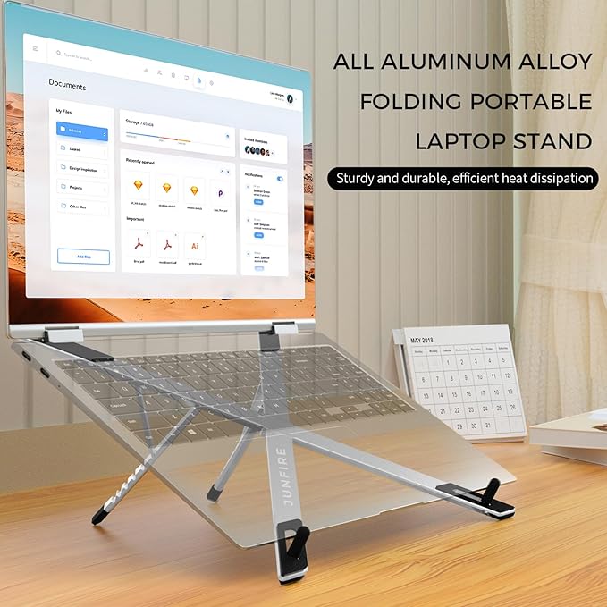 Junfire Foldable Laptop Stand for 17.3 inch, Aluminum Stable Ergonomic Laptop - Image 2