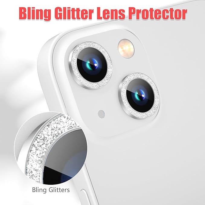 AGVEE 3+3 6 Pack for iPhone 15/15 Plus Camera Lens Protector, Bling Diamond & - Image 5