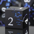 Glitter Blue D&D Metal Dice, DNDND 7 PCS Flower Metallic DND Dice Set by DNDND