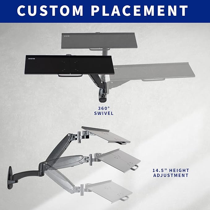 VIVO Sit-Stand 24 Inch Pneumatic Spring Keyboard and Mouse Tray Wall Mount - Image 8