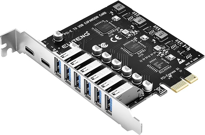 ELUTENG PCIE USB 3.2 Card 8 Ports PCI Expree to USB C Expansion Card Superspeed by ELUTENG