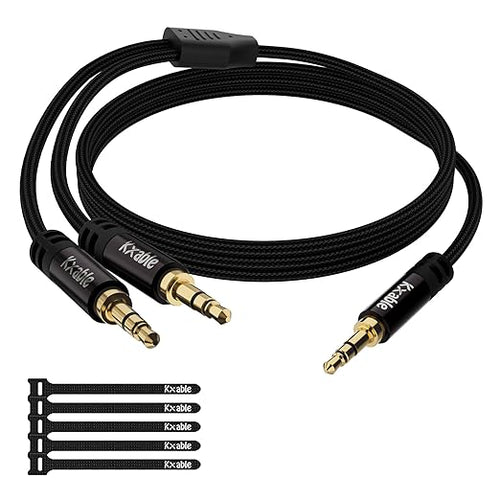 1/8 Inch TRS Stereo Y Splitter Cable 4FT, 3.5mm Male to 2-Male Y-Splitter by Kxable