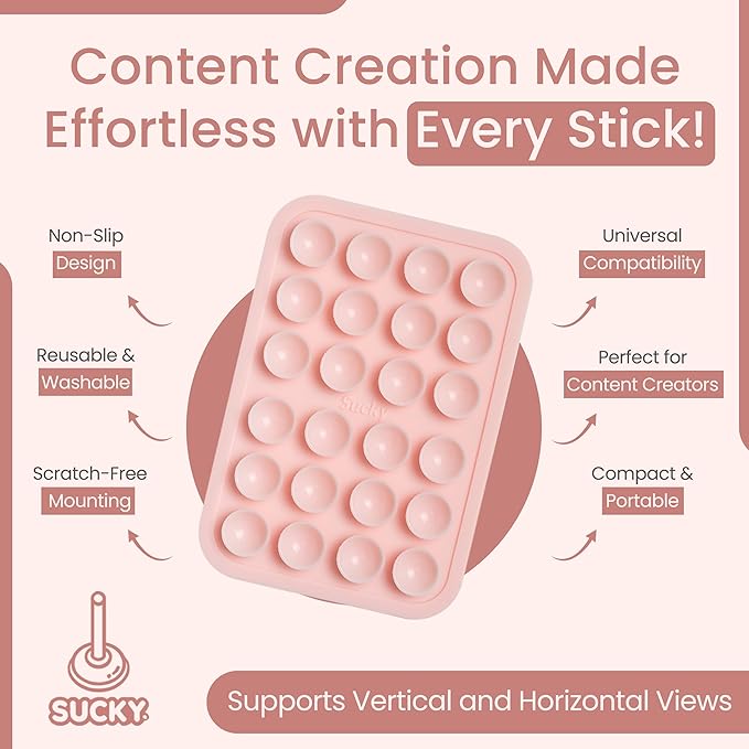 SUCKY Silicone Suction Phone Case Adhesive Octo Cup Buddy Mount - Image 4