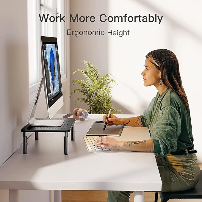 HUANUO Monitor Stand, Monitor Stand Riser 3 Height Adjustable, Monitor Riser - Image 2