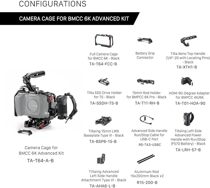 Tilta Advanced Kit for BMCC 6K | Includes Full Cage, Top Handle, Adv. Side - Image 8