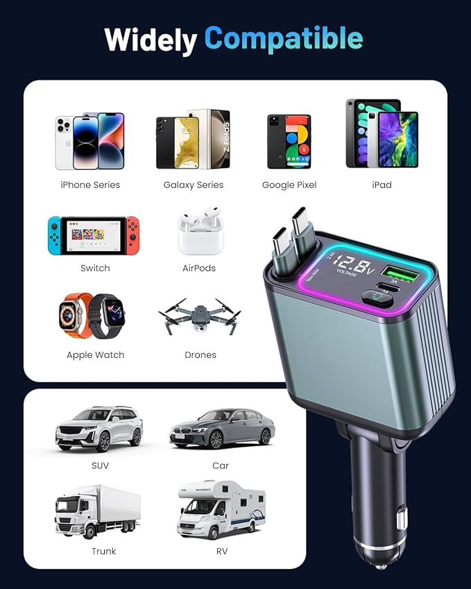 4 in 1 Retractable Car Charger - Image 4