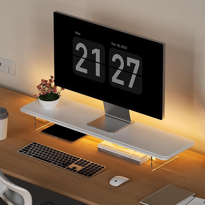 Monitor Stand Riser, 31.5-Inch LED Light Wood Computer Monitor Stand by AFOOYO