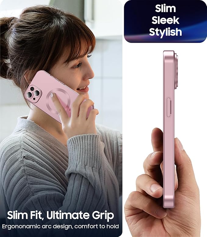 Magnetic for iPhone 15 Case Slim Soft Silicone Bumper Shockproof Metallic Shine - Image 6