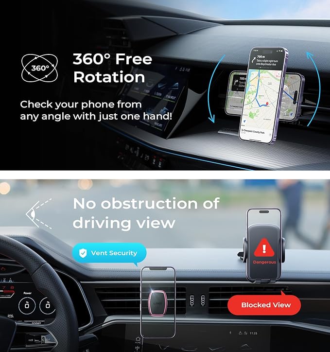 LISEN Magnetic Phone Holder for Car, Car Phone Holder Mount Cell Phone Holder - Image 6