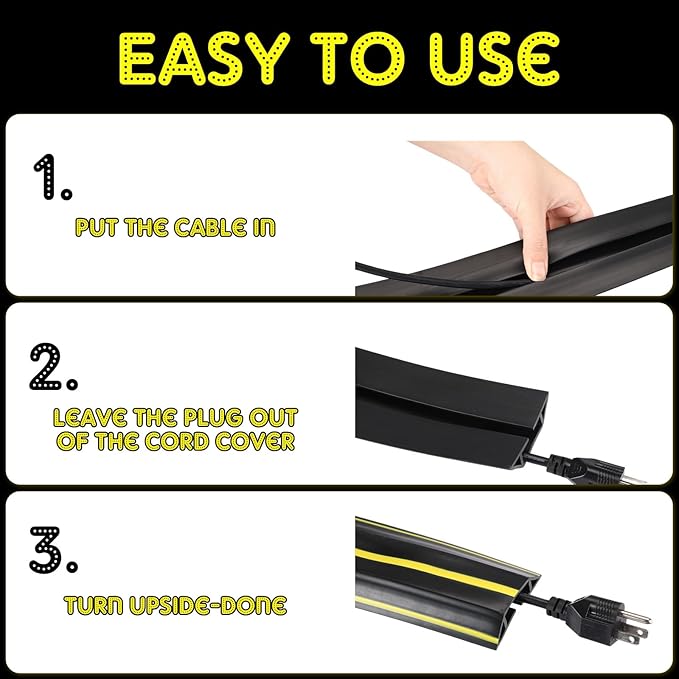 Pangda 20 FT Floor Cable Cover Heavy Duty Cord Cover Protector Power Cable - Image 3