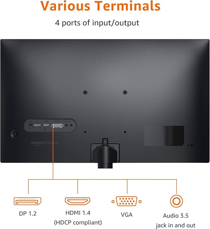 Amazon Basics 24 in Monitor, FHD 1080P, Max 100Hz, VESA Compatible, Built-in - Image 3