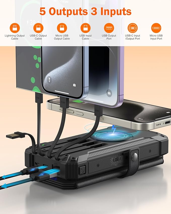 GOODaaa Solar Charger Power Bank, Portable Wireless Charger 36800mAh - Image 4