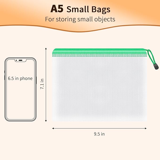 Umriox Zipper Mesh Document Pouch, 9.5x7.1 in, Waterproof Zipper Pouches - Image 2