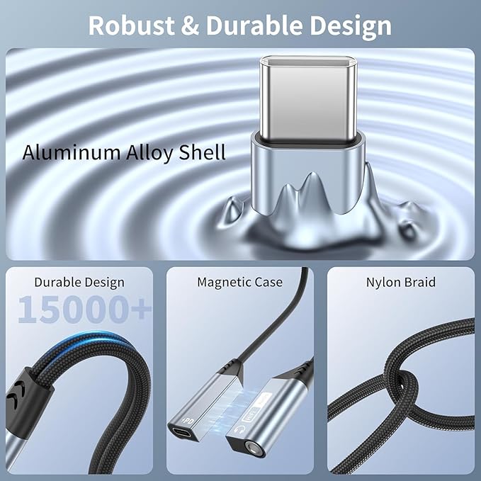 Quanlex 2 in 1 Magnetic USB C to 3.5mm Headphone Jack Adapter and Charger - Image 5