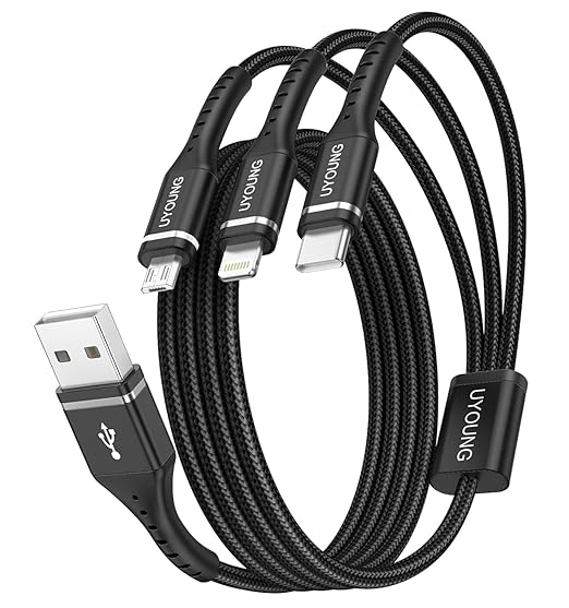 Multi Charging Cable 2Pack 6FT, 3 in 1 Charger Cable Braided Universal Phone by UYOUNG